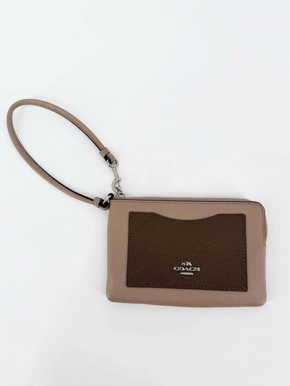 Coach Corner Zip Colorblock Wristlet Crossgrain Leather